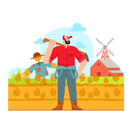 Farmer On The Farm  Illustration