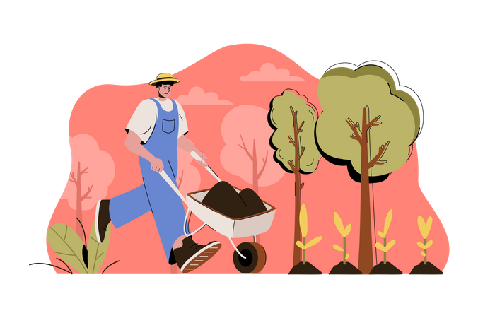 Farmer planting crops  Illustration