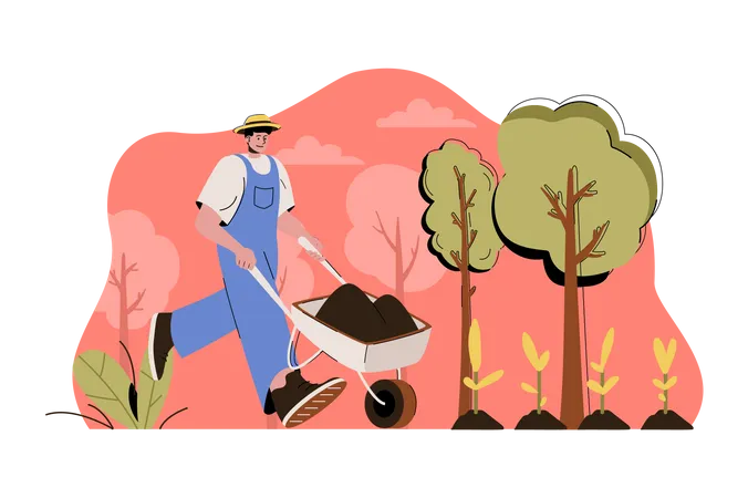 Farmer planting crops  Illustration