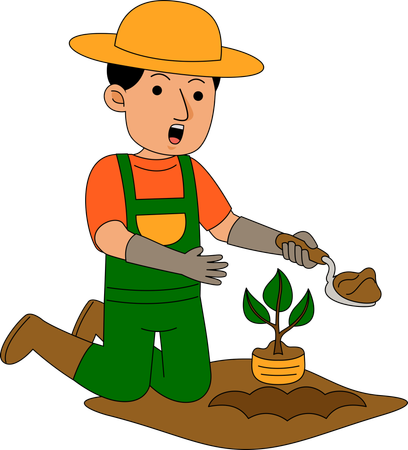 Farmer planting new plants  Illustration