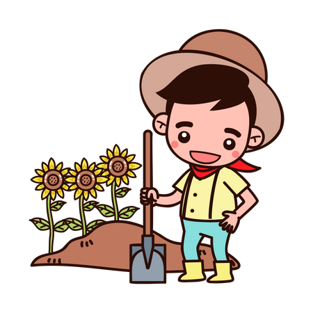 Farmer planting plant Illustration