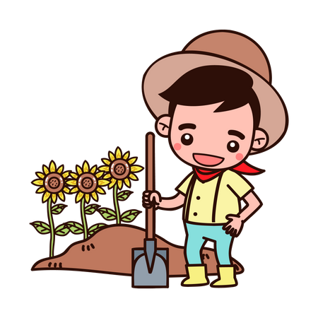 Farmer planting plant  Illustration