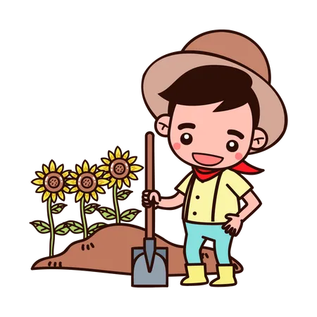 Farmer planting plant  Illustration