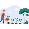 farmer planting illustrations