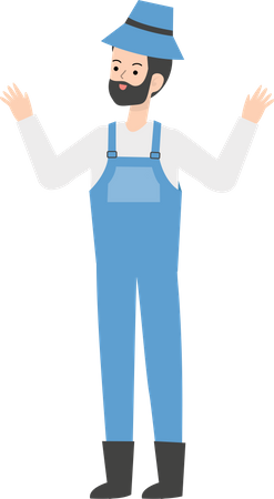 Farmer raising hand  일러스트레이션