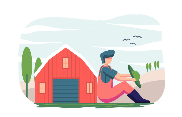 Farmer Resting  Illustration