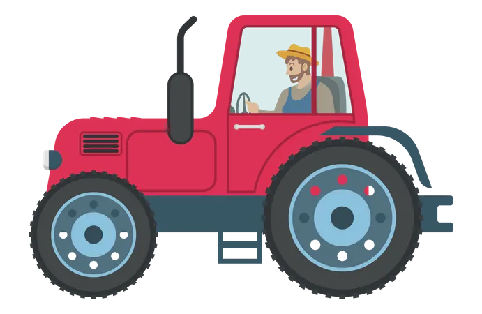 Farmer riding tractor  Illustration
