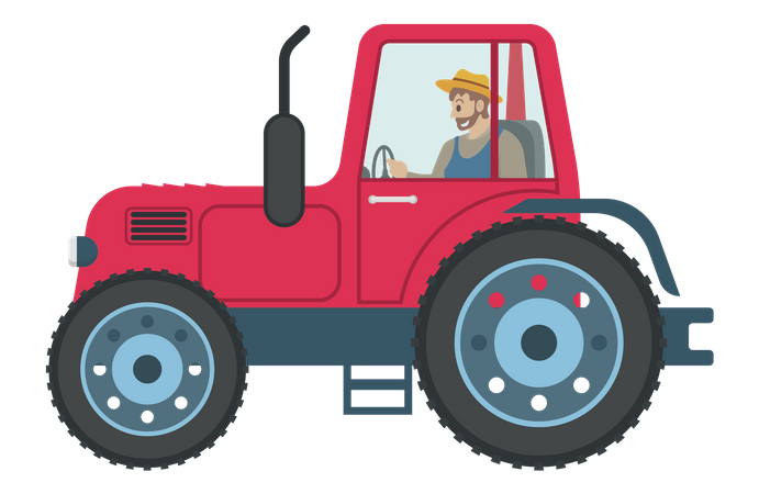 Farmer riding tractor  Illustration