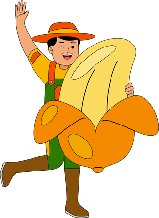 Farmer running with banana  Illustration