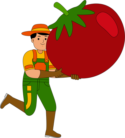 Farmer running with tomato  Illustration