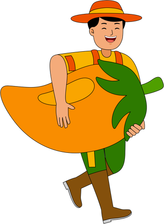 Farmer standing with chilly  Illustration