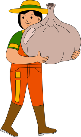 Farmer standing with garlic  Illustration