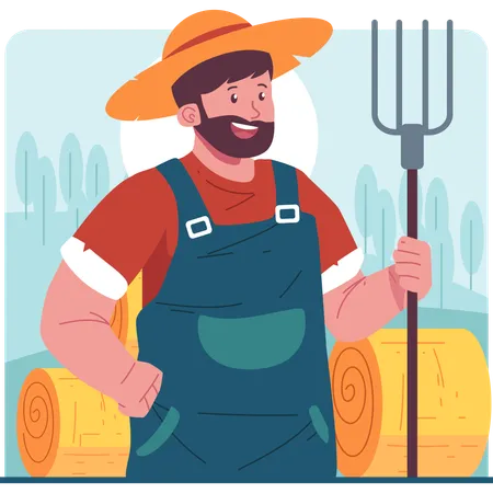 Farmer Character Illustration Illustration