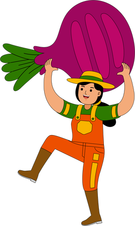 Farmer standing with radish  Illustration