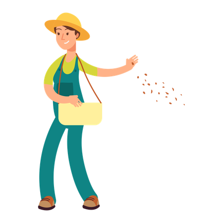 Farmer throwing seeds  Illustration