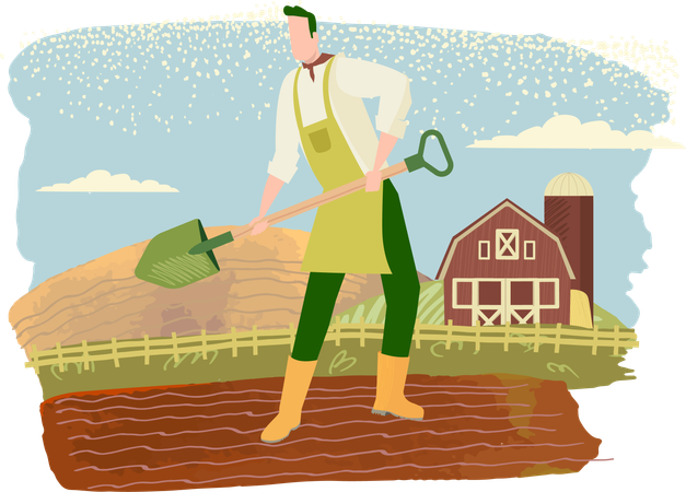 Farmer tilling the land  Illustration