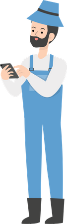 Farmer using mobile  Illustration