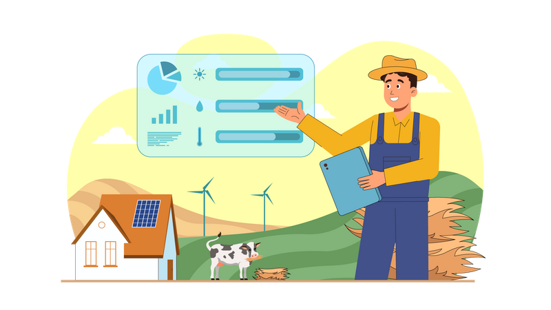 Farmer using smart farm application  Illustration