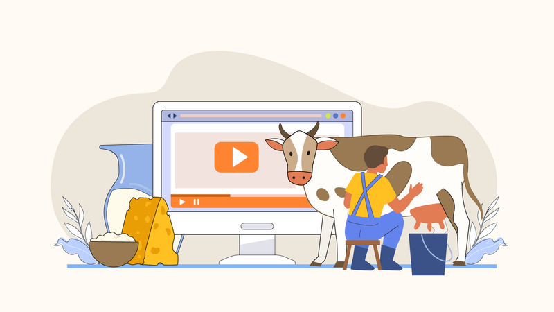 Farmer using smart farm application Illustration