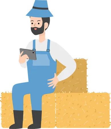 Farmer using tablet  Illustration