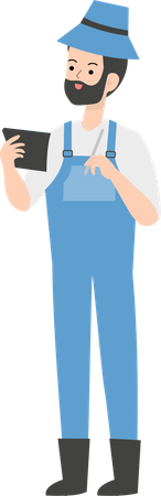 Farmer using tablet  Illustration