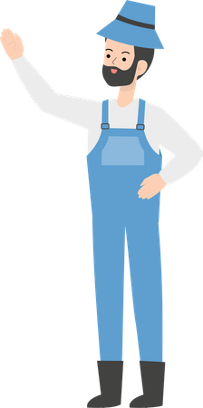 Farmer waiving hand  Illustration