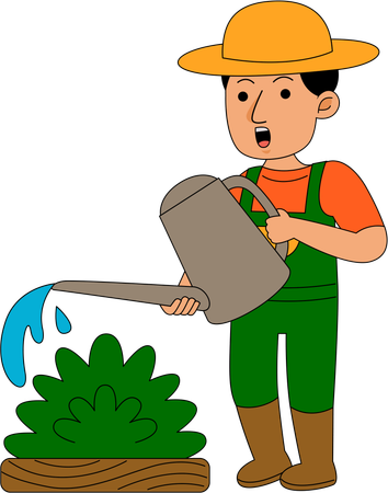 Farmer watering plants  Illustration
