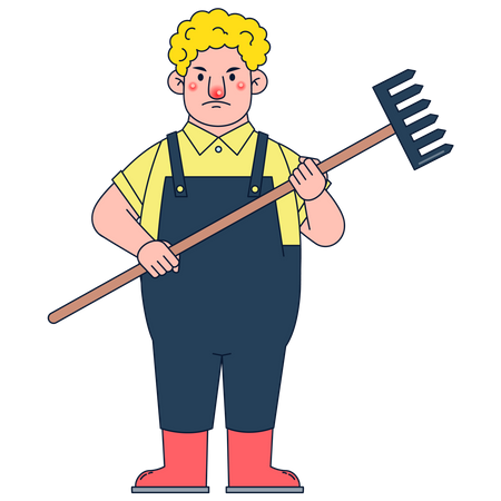 Farmer with agricultural tools Illustration