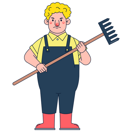 Farmer with agricultural tools  Illustration