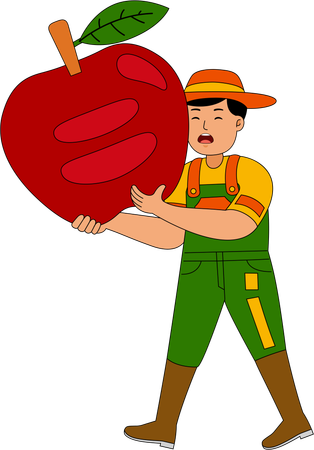 Farmer with apple  Illustration