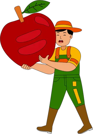 Farmer with apple  Illustration
