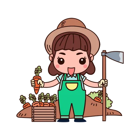 Farmer with carrot box Illustration
