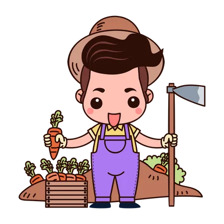 Farmer with carrot box  Illustration