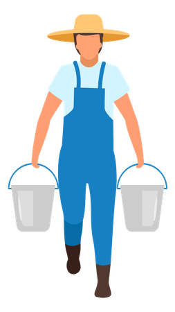 Farmer with carrying water buckets  Illustration