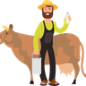 male farmer with cow illustration