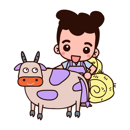 Farmer with cow  Illustration