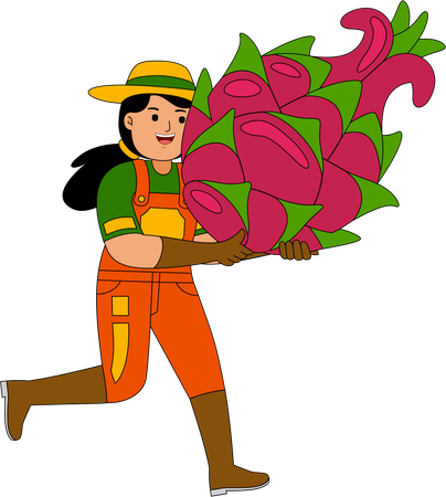 Farmer with dragon fruit  Illustration