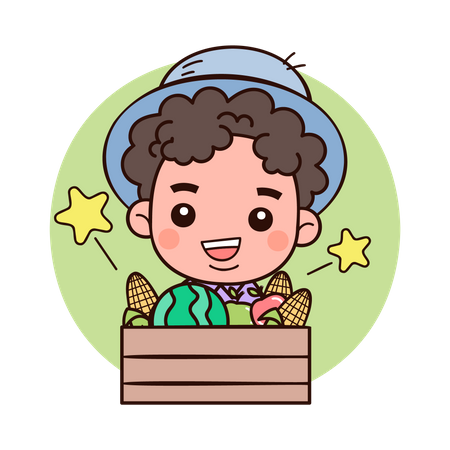 Farmer with fruit basket  Illustration