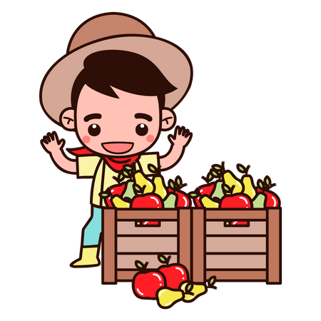 Farmer with fruit basket  Illustration