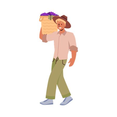 Farmer with grape basket  Illustration