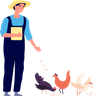 illustrations for male farmer with hen
