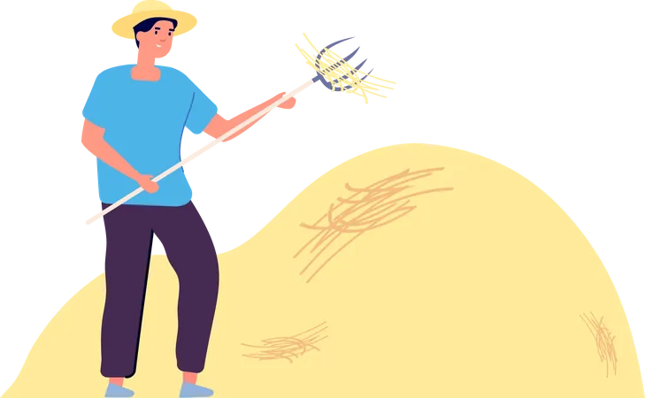Farmer with pitchfork Illustration