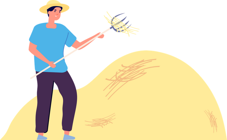 Farmer with pitchfork  Illustration