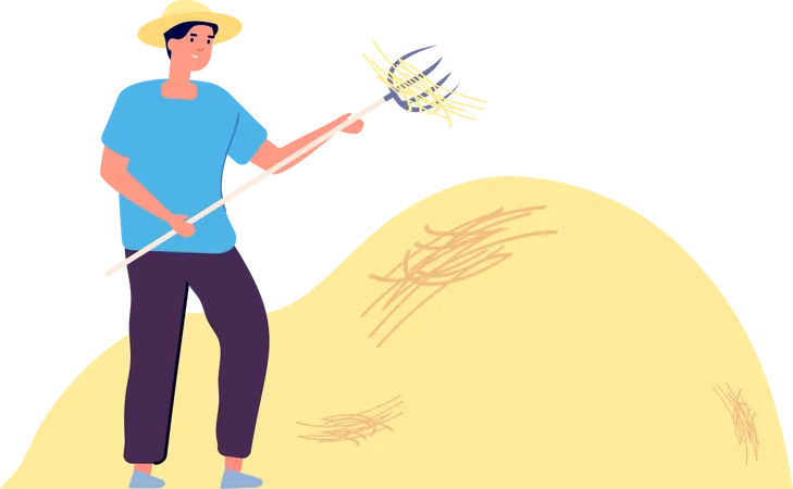 Farmer with pitchfork  Illustration