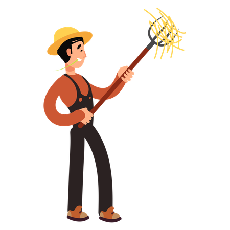 Farmer with rake  Illustration
