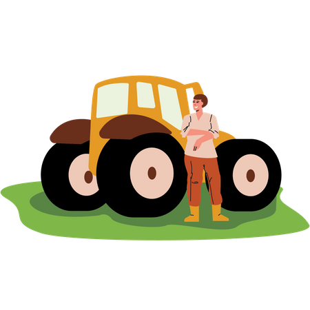 Farmer with tractor Illustration