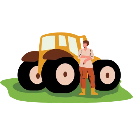 Farmer with tractor  Illustration