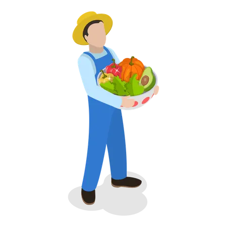 Farmer with vegetable basket  Illustration