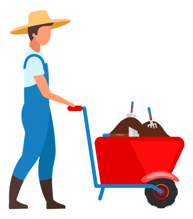 Farmer with wheelbarrow  Illustration