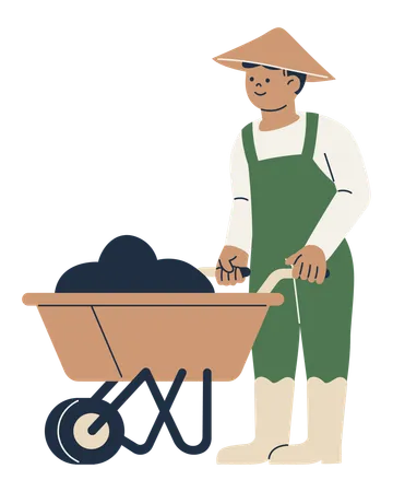 Farmer with Wheelbarrow  Illustration